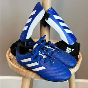 Kids ADIDAS soccer cleats with shin guards